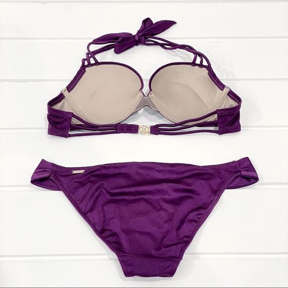 Victoria’s Secret Miraculous Push Up Bombshell Bikini Swim Set In Plum Purple S - Picture 4 of 14